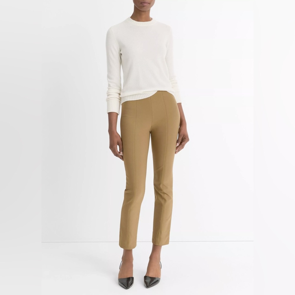 Vince Italian‎ Cotton-Blend Stitch-Front Seam Legging Oak Wood M